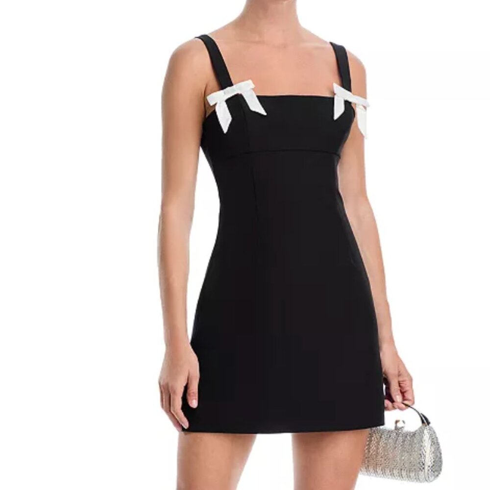 AQUA Satin Sleeveless Bow Mini Dress